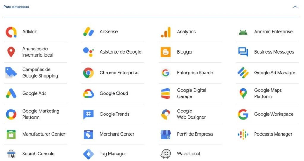 productos google empresas