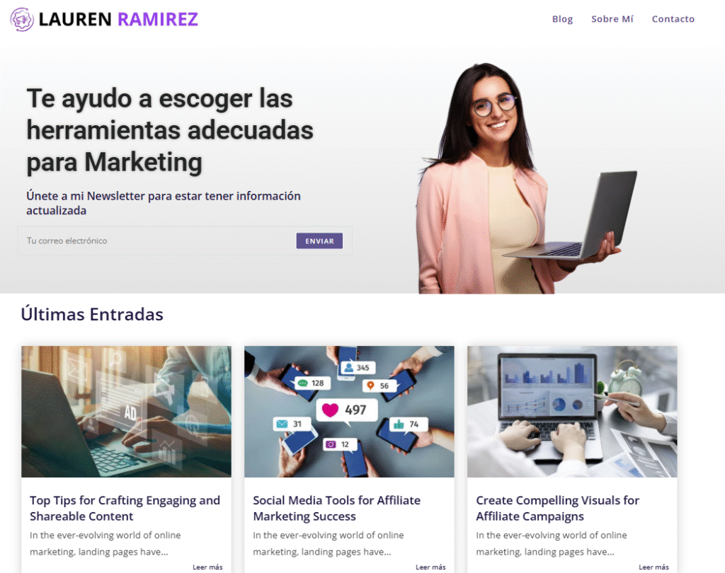 sandra caldas ejemplo web con wordpress y elementor